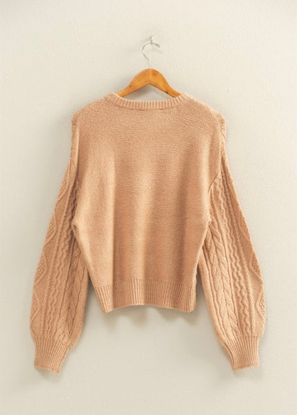 The Beat Goes On Taupe Sweater