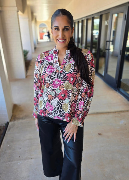 Fall Floral Fun Long Sleeve Blouse
