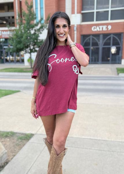 OU Sooners Chainstitch Crimson Stadium Tee