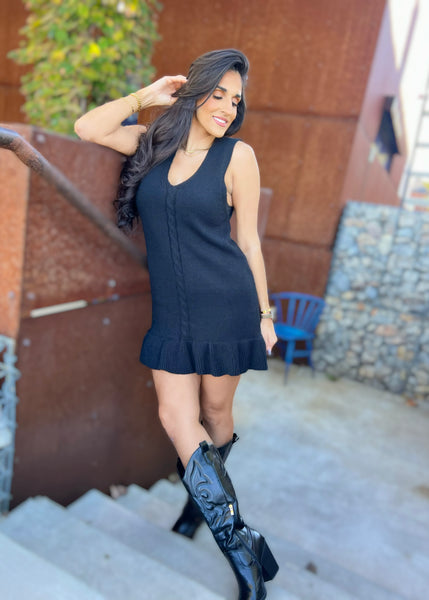 Oh So Sweet Black Sleeveless Sweater Dress