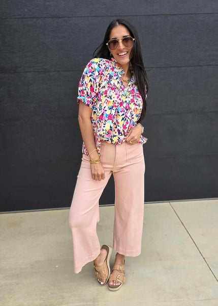 Happy For You Floral Puff Sleeve Top