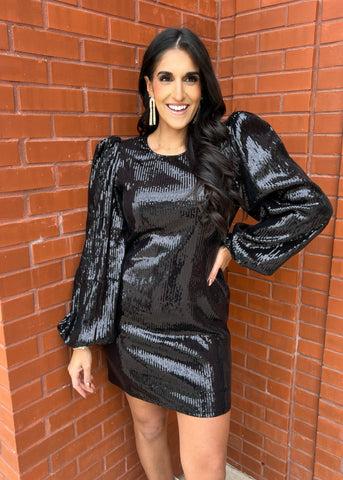 Time To Party Black Sequin Mini Dress