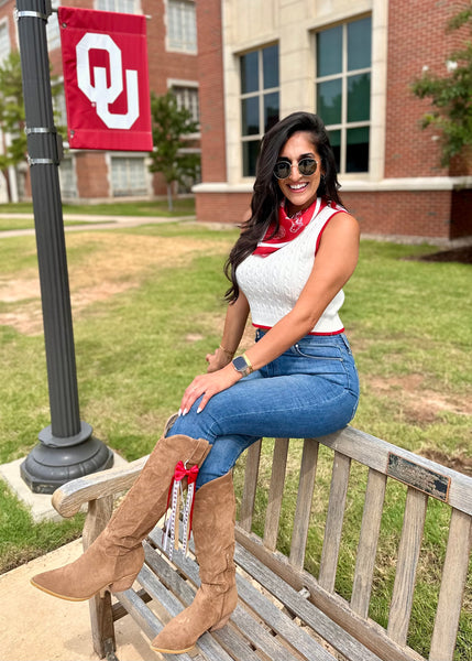 Game Day Bandana Scarf - Crimson Horse & Boots
