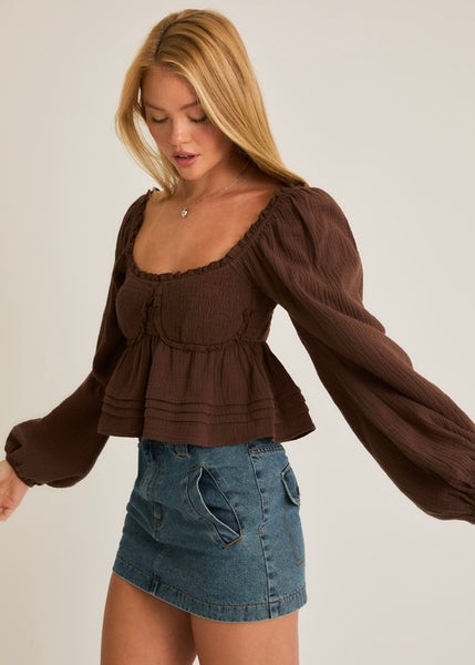 Angel From Heaven Brown Babydoll Top