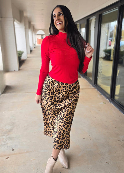 The Chase Leopard Print Midi Skirt