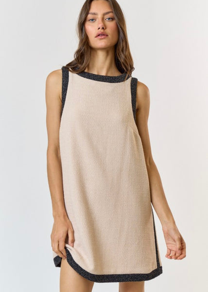 No Pretending Sleeveless Oatmeal Dress