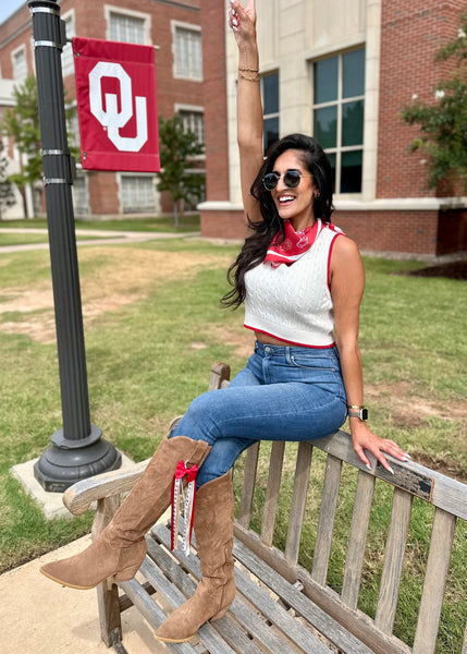 Game Day Bandana Scarf - Crimson Horse & Boots