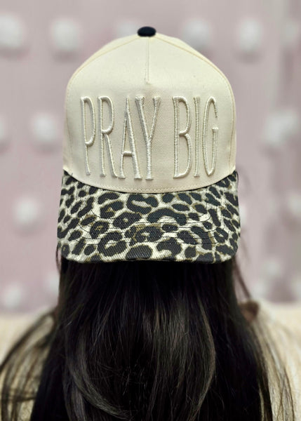 "Pray Big" Leopard Canvas Trucker Hat