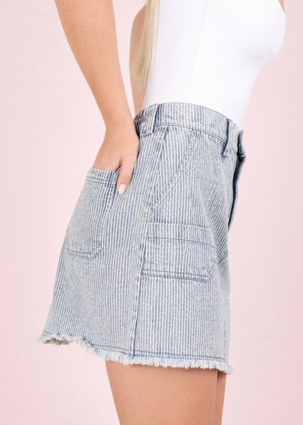 Plan For It Striped Denim Mini Skirt