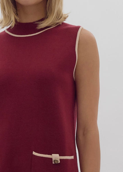 Forever Fabulous Merlot Sleeveless Sweater Dress