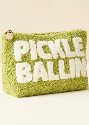 Pickle Ballin Green Teddy Zipper Pouch