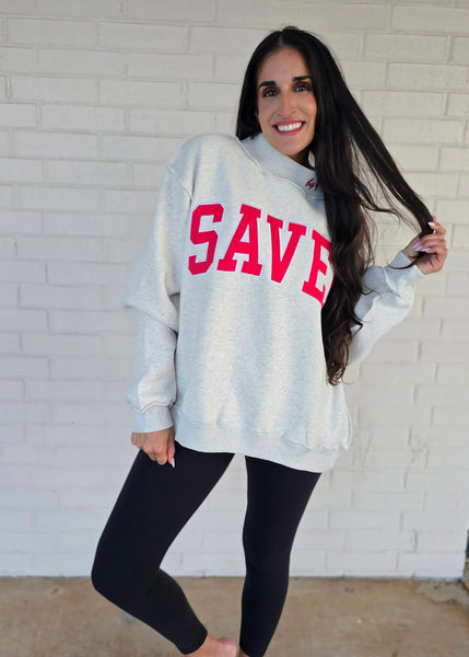 Grey Mockneck Saved By Grace Sweatshirt
