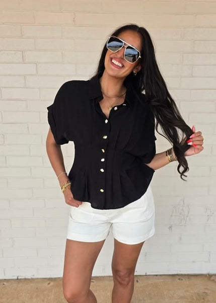 Hidden Request Black Short Sleeve Top