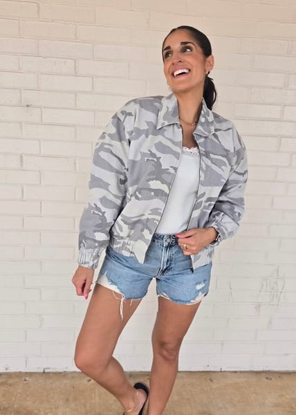 The Harper Washed Camo Bomber Jacket