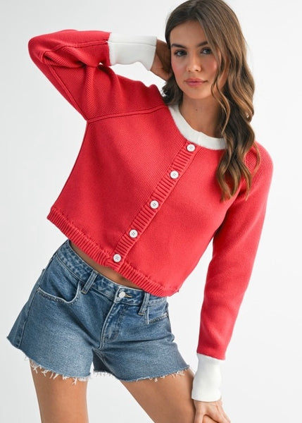 Girl Boss Red Cardigan Sweater