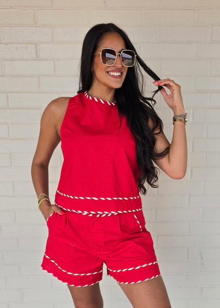 Halftime Report Red Sleeveless Top