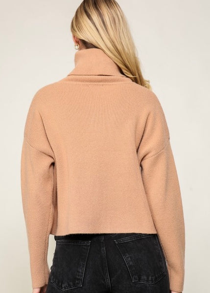 Cozy Up Camel Turtleneck Sweater