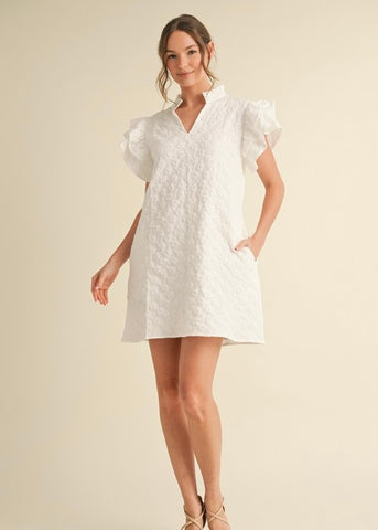 Plan To Stay Floral Embroidered Detail White Dress