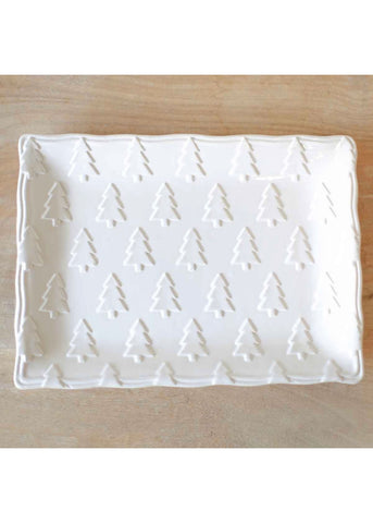 Balsam Lane Embossed Platter -White