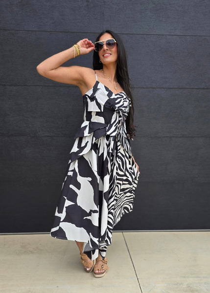 Island Dreams Black & White Maxi Dress