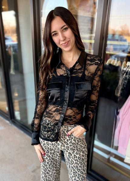 In My Era Collared Lace Button Up