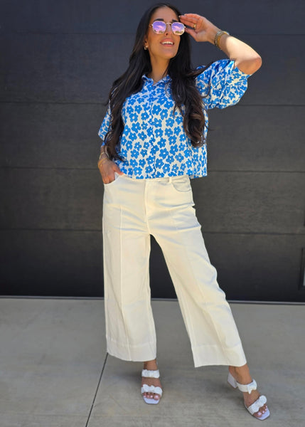 Summer Evenings Off White Wide Leg Denim
