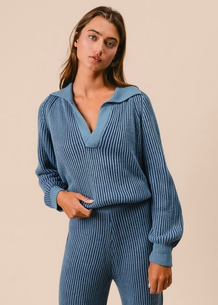 Striving Forward Navy Striped Sweater Pant & Top Set