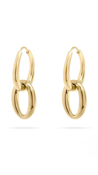 Gold Double Hoop Dangle Earrings