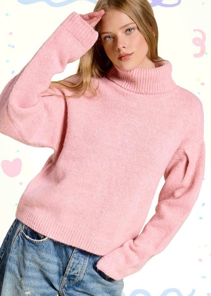 To Myself Pink Turtleneck Sweater