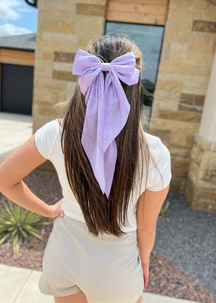 Satin Hair Bow: Lilac