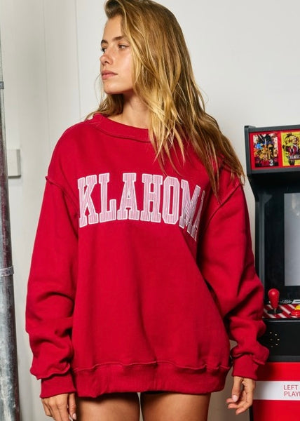 Crimson Oklahoma Mock Neck Sweatshirt
