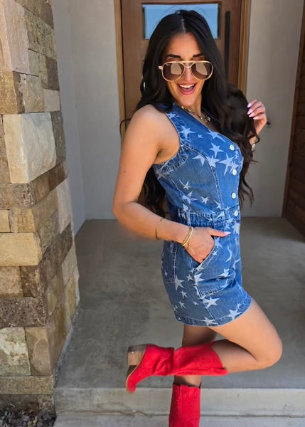 Seeing Stars Denim Romper