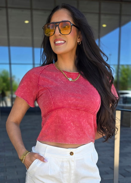 Mindful Decision Red Mineral Washed Top