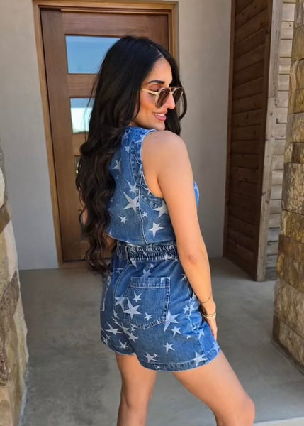 Seeing Stars Denim Romper