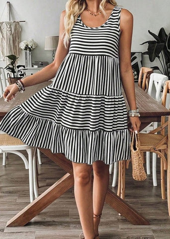 Just That Simple Striped Sleeveless Dress