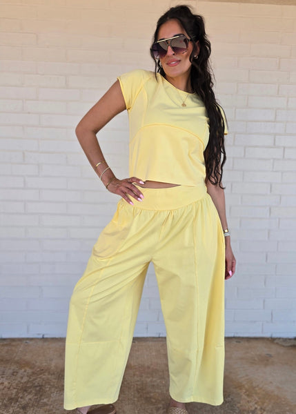 Sweet Butter Yellow Wide Leg Casual Pant