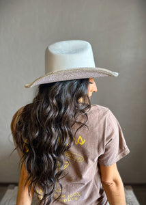 Rhinestone Trim Ivory Cowgirl Hat