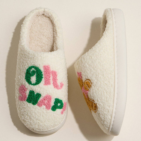 Oh Snap Gingerbread Christmas Sherpa Slippers
