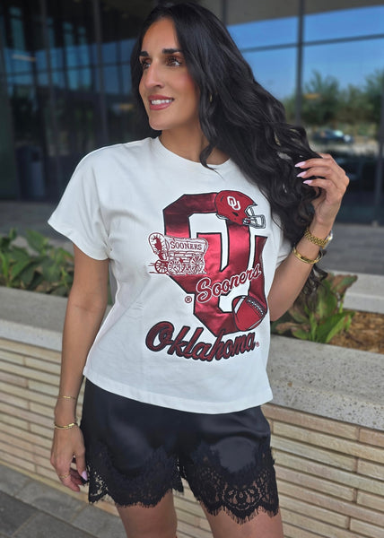 OU Sooners Metallic Graphic White Stadium Tee