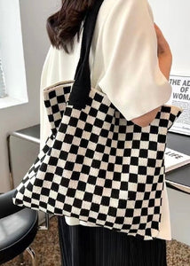 Take Me With You Black Checked Crochet Bag