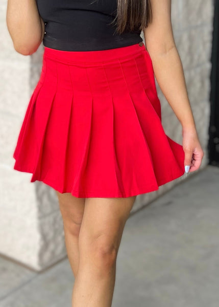 Spotlight Pleated Woven Red Skirt