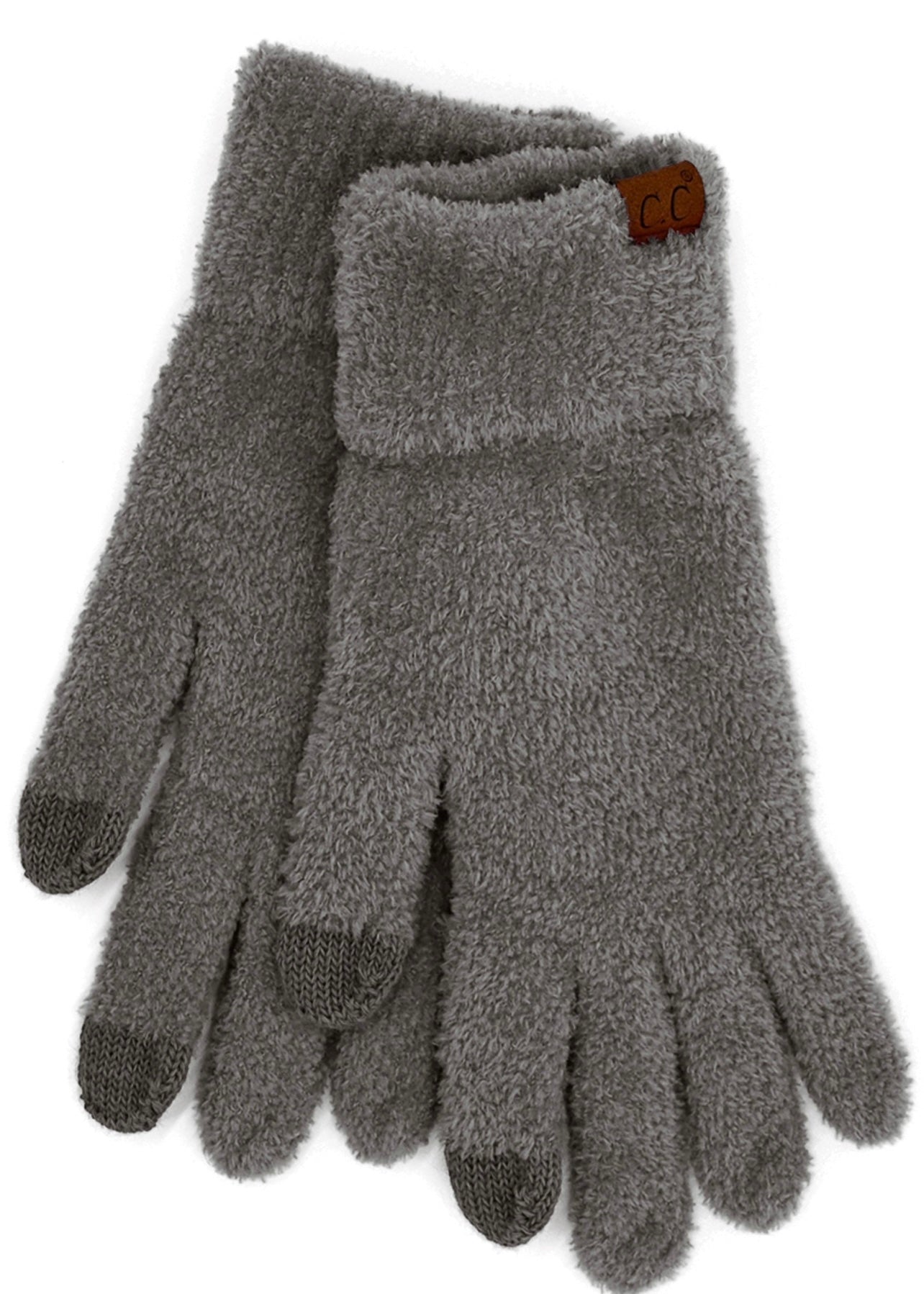 CC Plush Chenille Gloves -Light Melange Grey