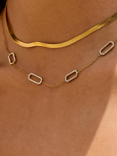 Burnisse 18K Gold Non-Tarnish Dainty Chain Necklace
