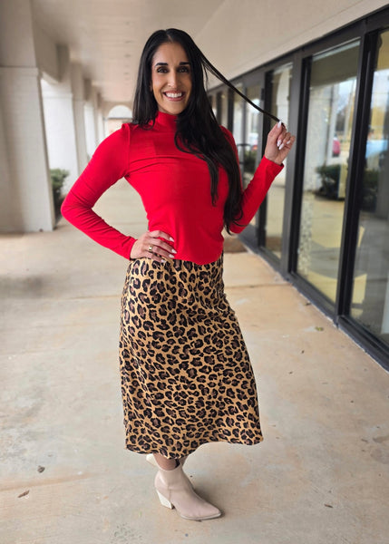 The Chase Leopard Print Midi Skirt