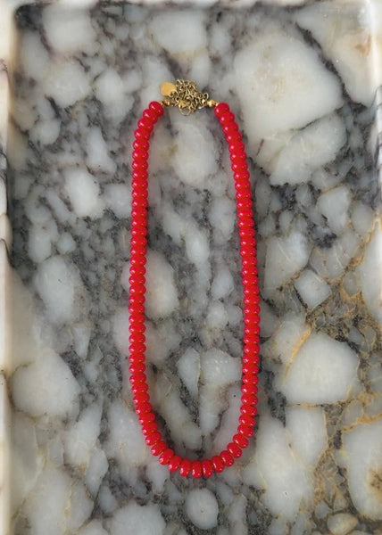 Hazel Beaded Necklace - Red