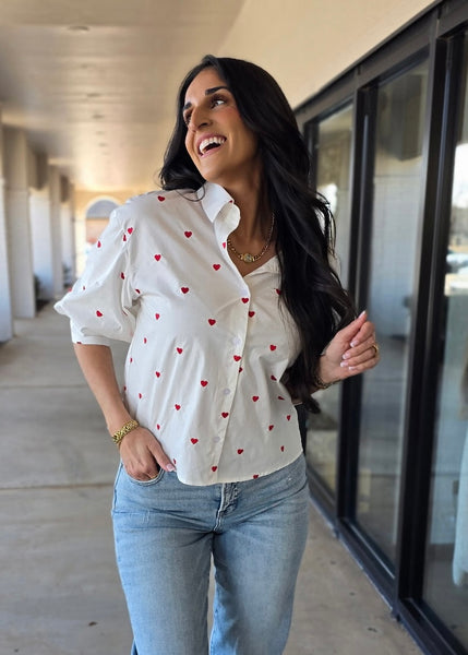 Love Is In The Air White Heart Top