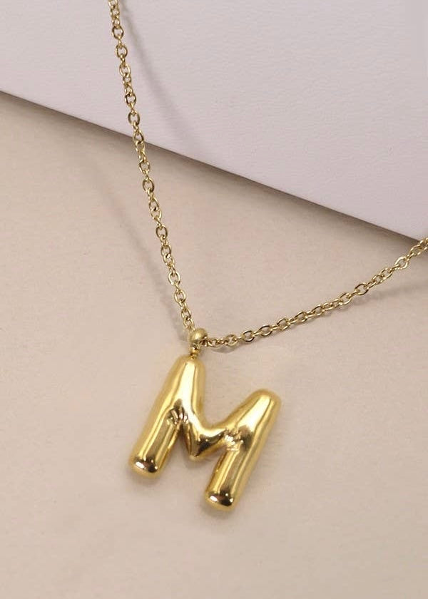 18K STAINLESS STEEL TARNISH FREE  INITIAL NECKLACE | M