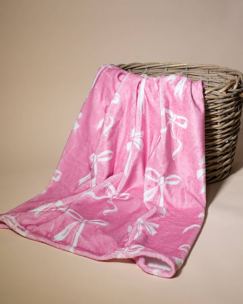 Hannah Bow Throw   Pink   50x60