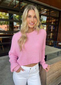 No Regrets Pink Cropped Sweater