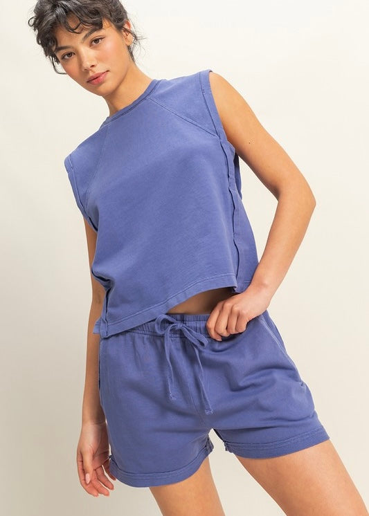 Yes Please Indigo Short Set